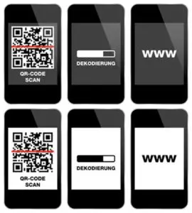 Mobiltelefone mit QR-Code und der Anwendungsdidaktik.